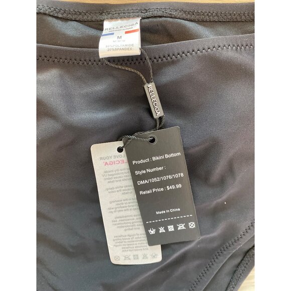 Relleciga Womens High-Waisted Bikini Bottom M Black, NWT - Picture 5 of 6